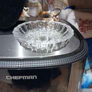 Vintage Val St. Lambert Signed Cut Crystal Ashtray Mid-Century Belgium Trinket